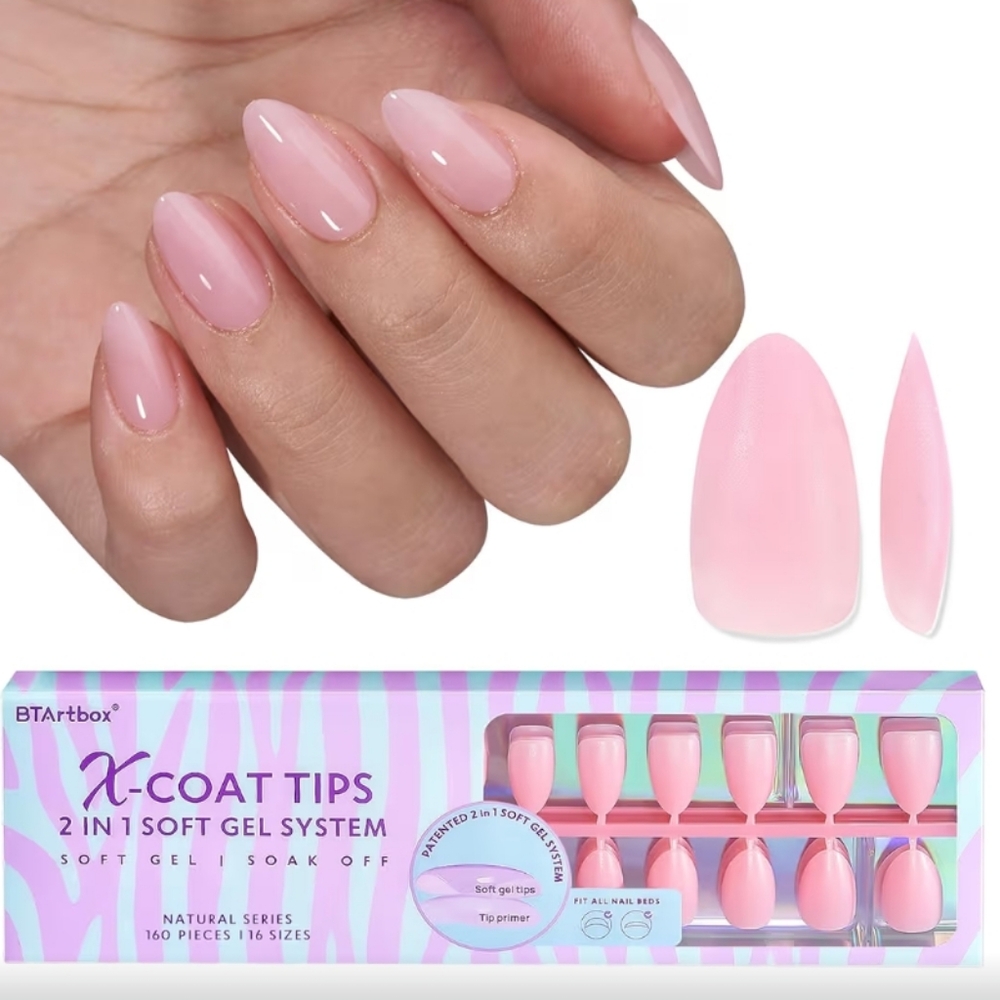 BTArtbox XCOATTIPS Natural Nail Tips Matte -Short Almond